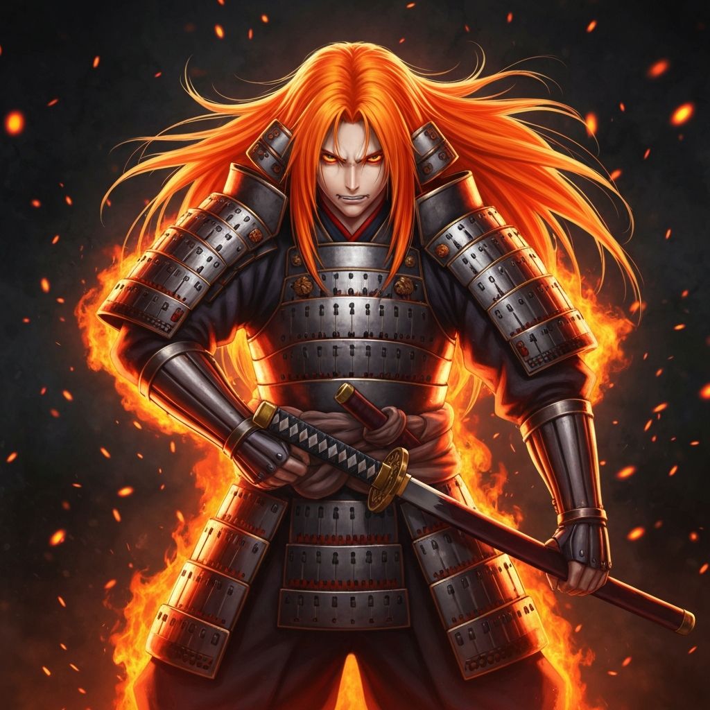 Anime samurai metal print